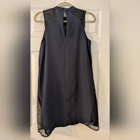 Charlotte Russe Navy Sleeveless Dress with Black Lace Accents - Picture 5 of 5